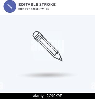 Bleistift-Symbol-Vektor, gefüllt flache Zeichen, solide Piktogramm isoliert auf weiß, Logo-Illustration. Bleistiftsymbol für die Präsentation. Stock Vektor