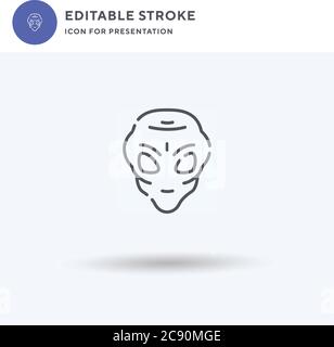 Alien Icon Vektor, gefüllt flache Zeichen, solide Piktogramm isoliert auf weiß, Logo-Illustration. Alien-Symbol für Präsentation. Stock Vektor