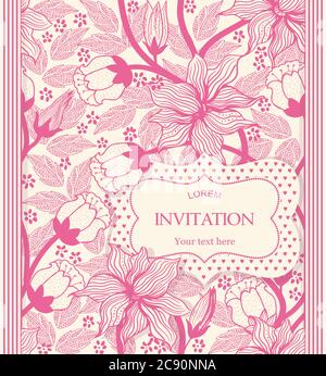 Vintage Grußkarten, Einladung mit floralen Ornamenten, schöne, luxuriöse Postkarten Stock Vektor