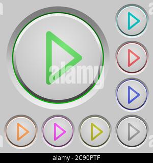 Farbsymbole für die Medienwiedergabe auf versenkten Drucktasten Stock Vektor