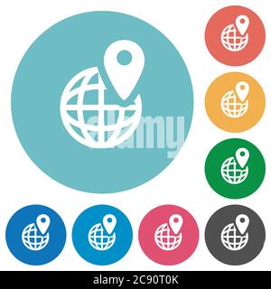 GPS-Position weiße flache Symbole auf abgerundeten quadratischen Hintergründen Stock Vektor