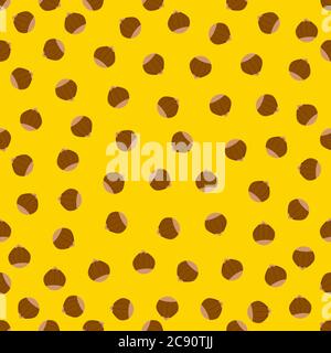 Nahtloses Muster mit Haselnuss in flacher Form Stock Vektor