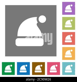 Santa hat flache Symbole auf einfache Farbe quadratischen Hintergrund. Stock Vektor