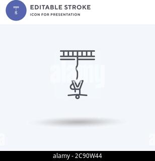 Bungee Jumping Icon Vektor, gefüllt flaches Zeichen, solides Piktogramm isoliert auf weiß, Logo-Illustration. Bungee Jumping Symbol für Präsentation. Stock Vektor