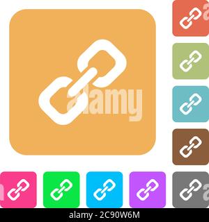 Symbole auf runden quadratischen, lebendigen Hintergrundfarben verknüpfen. Stock Vektor