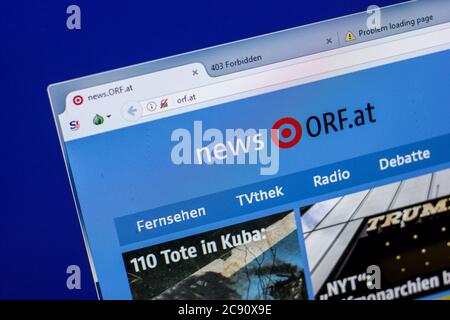 Rjasan, Russland - 20. Mai 2018: Homepage der ORF-Website auf dem Display von PC, url - ORF.at Stockfoto