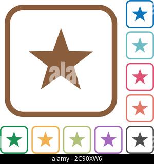 Lieblings einfache Symbole in Farbe gerundeten quadratischen Rahmen auf weißem Hintergrund Stock Vektor