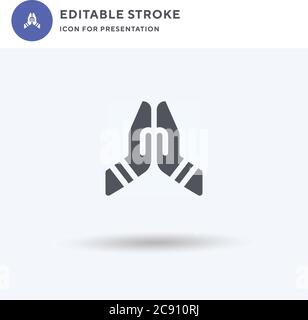 Namaste Icon Vektor, gefüllt flaches Zeichen, solides Piktogramm isoliert auf weiß, Logo-Illustration. Namaste-Symbol für die Präsentation. Stock Vektor