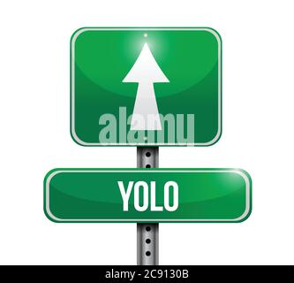 Yolo Straßenschild Illustration Design auf weißem Hintergrund Stock Vektor