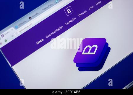 Rjasan, Russland - 05. Juni 2018: Homepage von GetBootStrap Website auf dem Display von PC, url - GetBootStrap.com Stockfoto