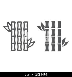 Bambuslinie und Glyphe-Symbol, asiatisch und Pflanze, japanisches Baumzeichen, Vektorgrafiken, ein lineares Muster auf weißem Hintergrund. Stock Vektor