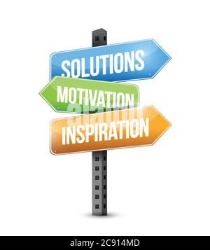 Lösung, Motivation, Inspiration Zeichen Illustration Design auf weißem Hintergrund Stock Vektor