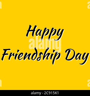 Happy Friendship Day Illustration in schwarzer Farbe mit gelbem Hintergrund. Rendering zum Freundschaftstag. Happy Freundschaft Tag Clip Art. Stockfoto