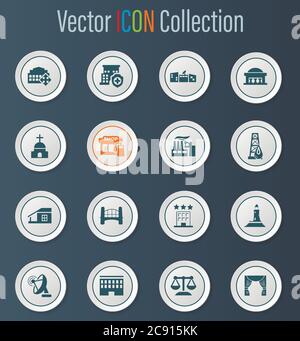 Die Infrastruktur der Stadt Symbole gesetzt Stock Vektor