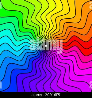 Mehrfarbiges Design mit geschwungenen Linien auf weißem Hintergrund. Bunte geschwungene Linie Design Illustration. Regenbogen Farbe gekrümmten Linie Design Rendering Stockfoto