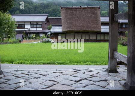 Shirakawa-go, Japan, 07-24-2020 , Shirakawa-go, ein Weltkulturerbe-Dorf in Japan. Stockfoto