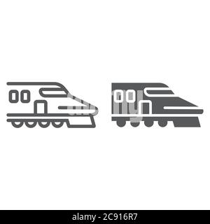 Japanische Zuglinie und Glyphe Symbol, Asian und Eisenbahn, Kugel Zug Zeichen, Vektorgrafik, ein lineares Muster auf weißem Hintergrund. Stock Vektor