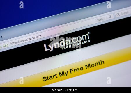 Rjasan, Russland - 05. Juni 2018: Homepage der Lynda-Website auf dem Display von PC, url - Lynda.com Stockfoto
