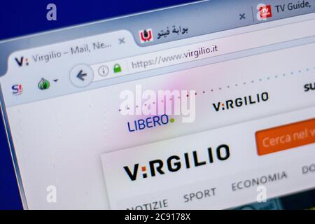 Rjasan, Russland - 05. Juni 2018: Homepage von Virgilio Website auf dem Display von PC, url - Virgilio.it Stockfoto