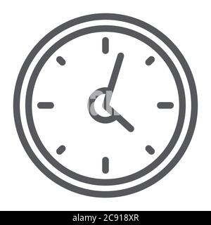 Uhrzeilensymbol, Stunde und Zeit, Wanduhrschild, Vektorgrafiken, ein lineares Muster auf weißem Hintergrund. Stock Vektor