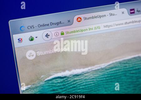 Rjasan, Russland - 05. Juni 2018: Homepage von StumbleUpon Website auf der Anzeige von PC, url - StumbleUpon.com Stockfoto