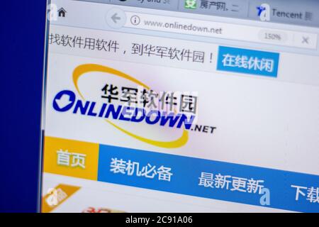 Rjasan, Russland - 05. Juni 2018: Homepage der OnlineDown-Website auf dem Display des PC, url - OnlineDown.net Stockfoto