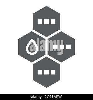 Ölmolekül Glyphe Symbol, chemische und molekulare, Öl Formel Zeichen, Vektorgrafik, ein solides Muster auf weißem Hintergrund. Stock Vektor