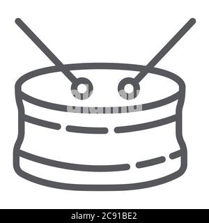Snare Drum Line Icon, Musical und Instrument, Drums Zeichen, Vektorgrafiken, ein lineares Muster auf weißem Hintergrund. Stock Vektor