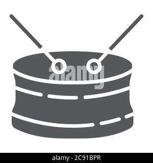 Snare Drum Glyph Icon, Musical und Instrument, Drums Zeichen, Vektorgrafiken, ein solides Muster auf weißem Hintergrund. Stock Vektor
