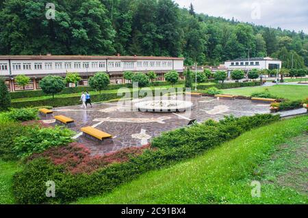 Brüssel Brunnen von Jan Kavan für die Brüssel World's Fair 1958 (Expo 58) vor dem Gebäude von Bedrich Smetana Haus, zog hier im Jahre 1960 Stockfoto