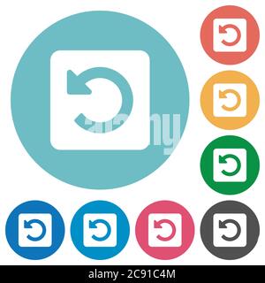 Drehen Sie flache weiße Symbole auf runden farbigen Hintergründen nach links Stock Vektor