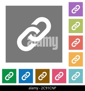 Link flache Symbole auf einfache Farbe quadratischen Hintergründe Stock Vektor