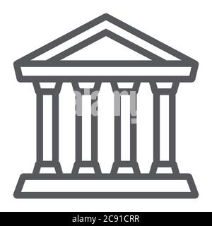 Banklinie Symbol, Gebäude und Architektur, Gerichtsgebäude Zeichen, Vektorgrafiken, ein lineares Muster auf weißem Hintergrund. Stock Vektor