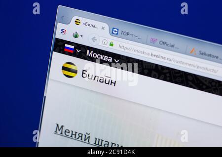 Rjasan, Russland - 17. Juni 2018: Homepage der Beeline-Website auf dem Display von PC, url - Beeline.ru Stockfoto