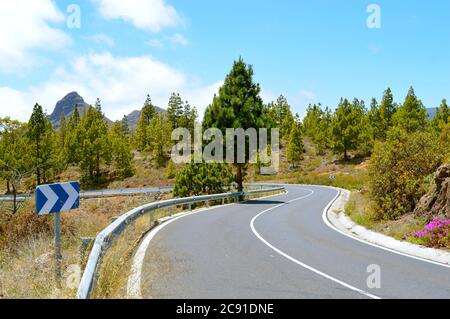 Landstraße in Boca Tauce, Teide Nationalpark auf Teneriffa Stockfoto