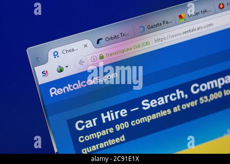 Rjasan, Russland - 17. Juni 2018: Homepage der Rentalcars Website auf dem Display des PC, url - Rentalcars.com Stockfoto