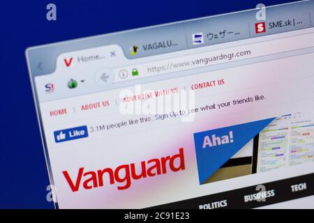Rjasan, Russland - 17. Juni 2018: Homepage von VanGuardngr Website auf dem Display von PC, url - VanGuardngr.com Stockfoto