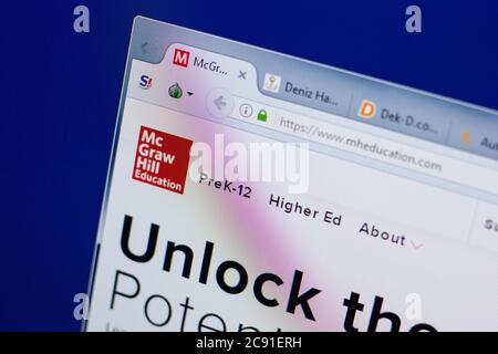 Rjasan, Russland - 17. Juni 2018: Homepage der MHEducaton Website auf dem Display des PC, url - MHEducaton.com Stockfoto