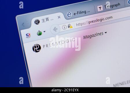 Rjasan, Russland - 17. Juni 2018: Homepage der PressLogic-Website auf dem Display von PC, url - PressLogic.com Stockfoto