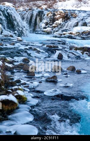 Einer der schönsten Wasserfälle Islands, genannt Bruarfoss Stockfoto