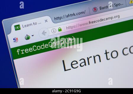 Rjasan, Russland - 17. Juni 2018: Homepage von FreeCodeCamp Website auf dem Display von PC, url - FreeCodeCamp.org Stockfoto