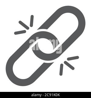 Link Glyphe Symbol, Hyperlink und anhängen, Kettenzeichen, Vektorgrafiken, ein solides Muster auf weißem Hintergrund. Stock Vektor