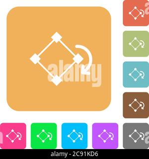Drehen Sie Symbole für flache Elemente auf runden quadratischen, lebendigen Hintergrundfarben. Stock Vektor