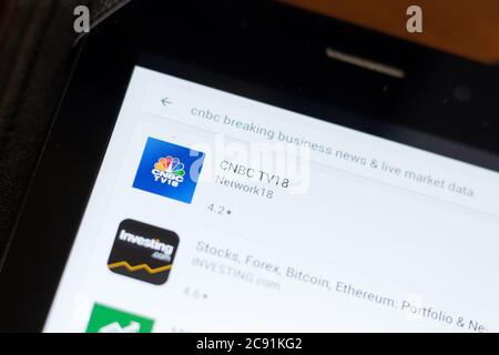 Rjasan, Russland - 24. Juni 2018: CNBC-Symbol auf der Liste der mobilen Apps Stockfoto