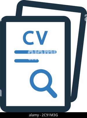 Jobsuche, cv-Symbol. Wunderschöne, sorgfältig gestaltete Ikone. Gut organisierte und editierbare Vektor für alle Verwendungen. Stock Vektor