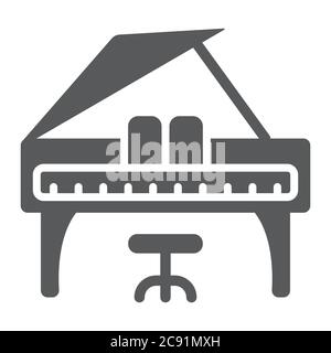 Klavier Glyphe Symbol, Musik und Sound, Tastatur Musikinstrument Zeichen, Vektorgrafik, ein solides Muster auf weißem Hintergrund. Stock Vektor