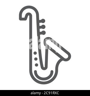 Saxophonlinie Symbol, Musik und Instrument, Trompete Zeichen, Vektorgrafik, ein lineares Muster auf weißem Hintergrund. Stock Vektor