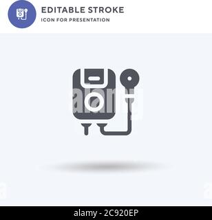 Wasserheizer Icon Vektor, gefüllt flaches Zeichen, solides Piktogramm isoliert auf weiß, Logo-Illustration. Symbol für den Wassererhitzer zur Präsentation. Stock Vektor