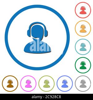 Flache Farbsymbole mit Schatten in runden Konturen auf weißem Hintergrund Stock Vektor