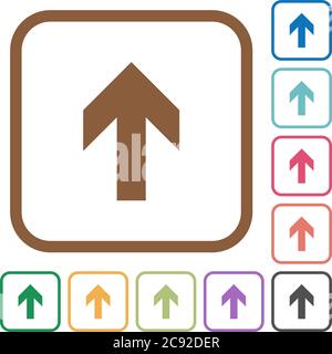 Pfeil nach oben Einfache Symbole in farbigen abgerundeten quadratischen Rahmen auf weißem Hintergrund Stock Vektor